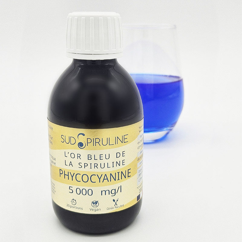 Phycocyanine liquide 5000 mg/l flacon 200 ml - phycocyanine dans verre