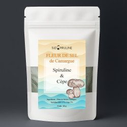 Sachet de Fleur de Sel à la spiruline aromatisé au cèpe